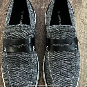 Black and Gray Slip-On Loafers with Knit Upper Men’s Bruno Mars size 10